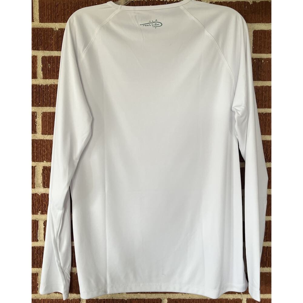 Reel Life Women’s White Beach or Bust Long Sleeve Shirt Size XL - Picture 2 of 3